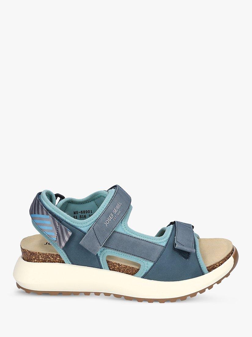 Josef Seibel Annie 01 Leather Footbed Sandals, Blue Kombi