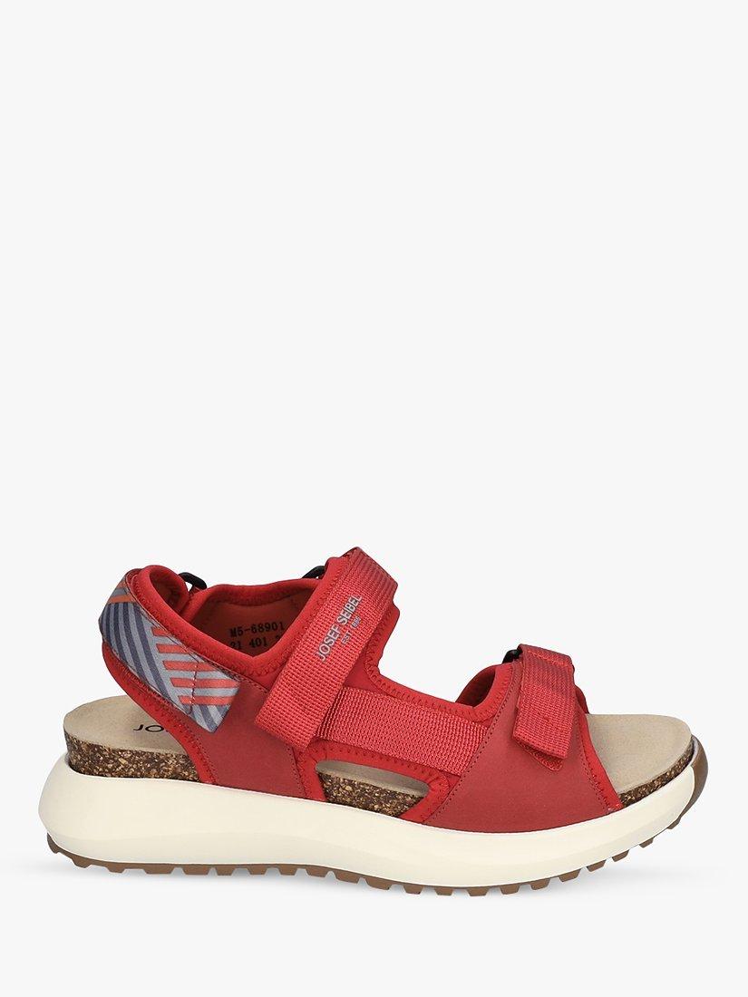 Josef Seibel Annie 01 Leather Footbed Sandals, Red Kombi