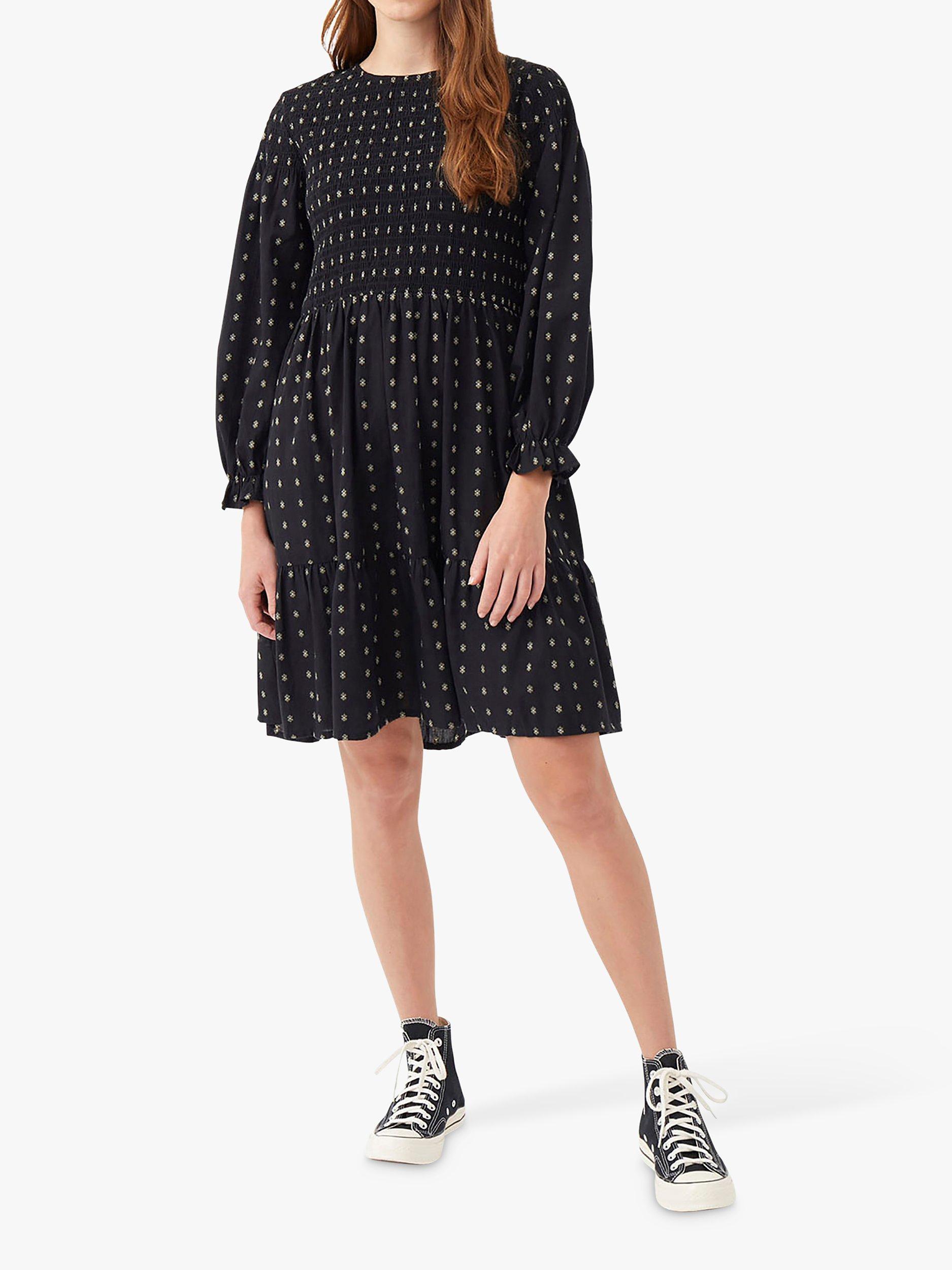Great Plains Organic Cotton Ella Embroidered Dress, Black