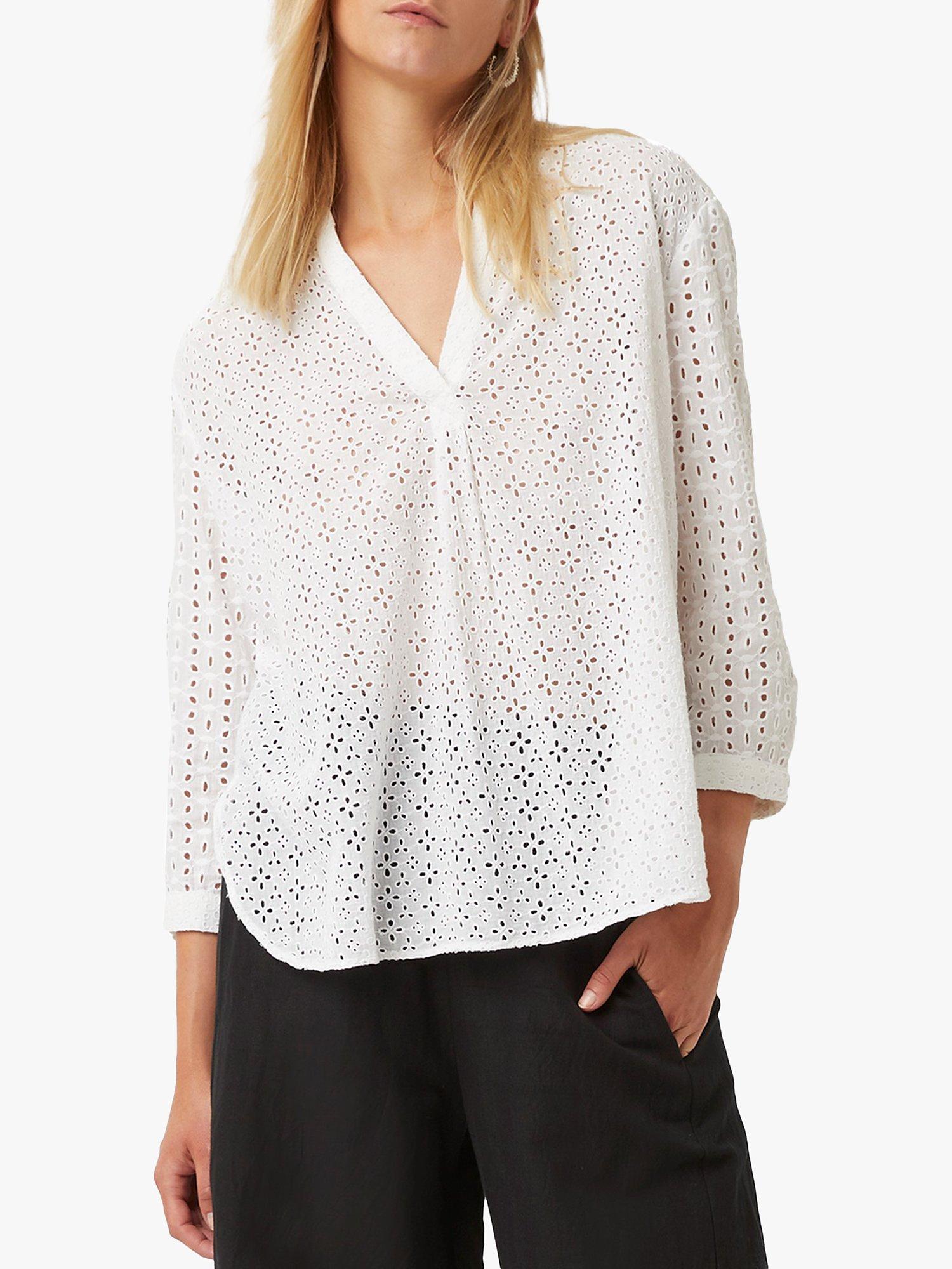 Great Plains Broderie Popover Summer Shirt, White