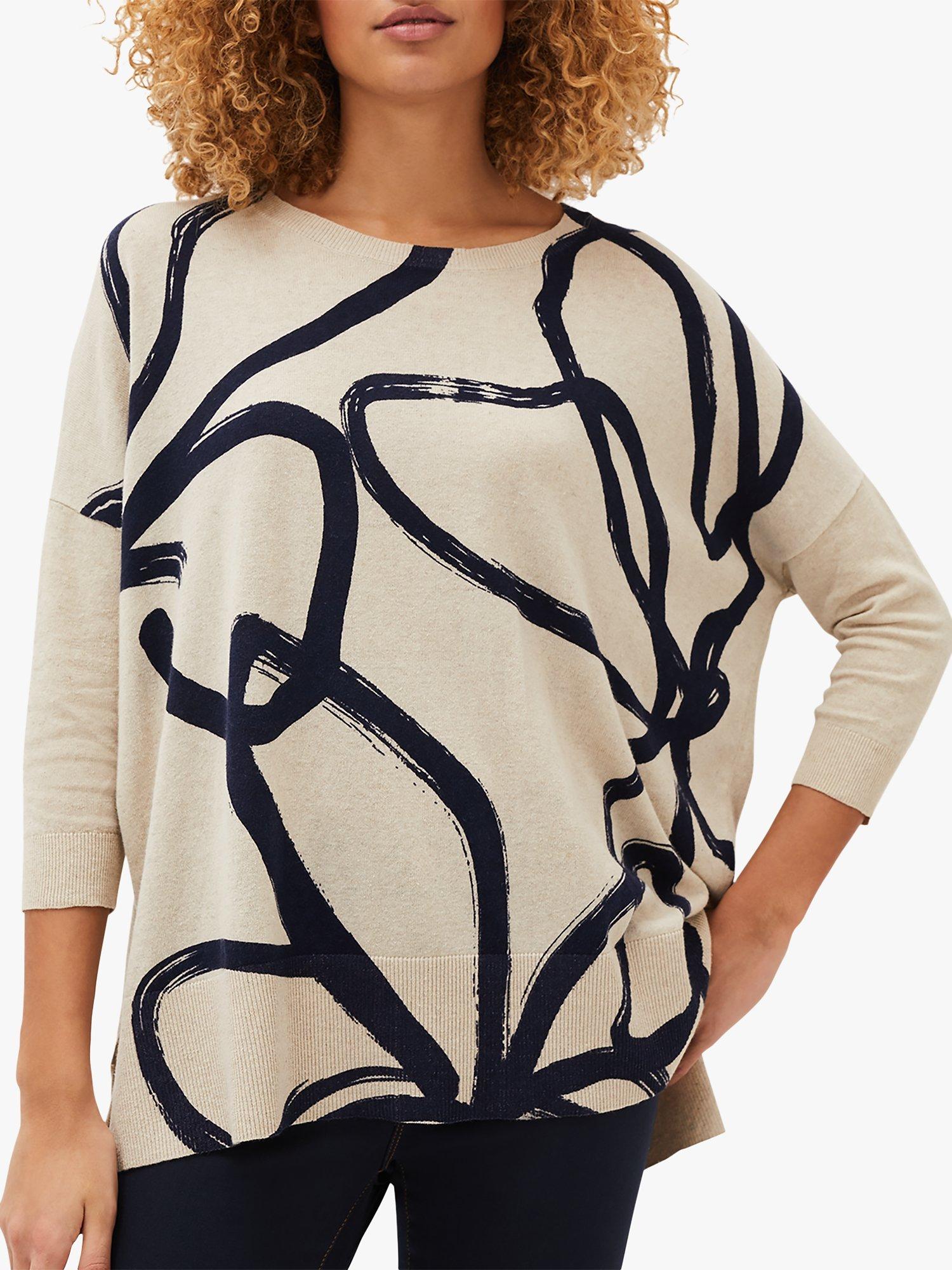 Phase Eight Maribel Abstract Swirl Print Jumper, Midnight/Stone