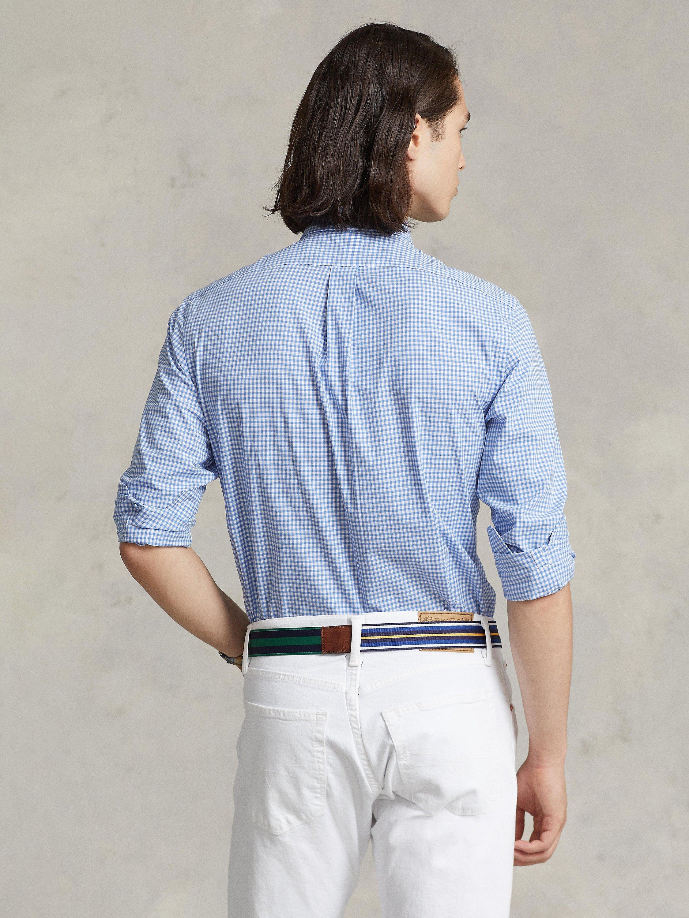 Product image 3 of 7, which shows Polo Ralph Lauren Slim Fit Gingham Stretch Poplin Shirt, Blue, S