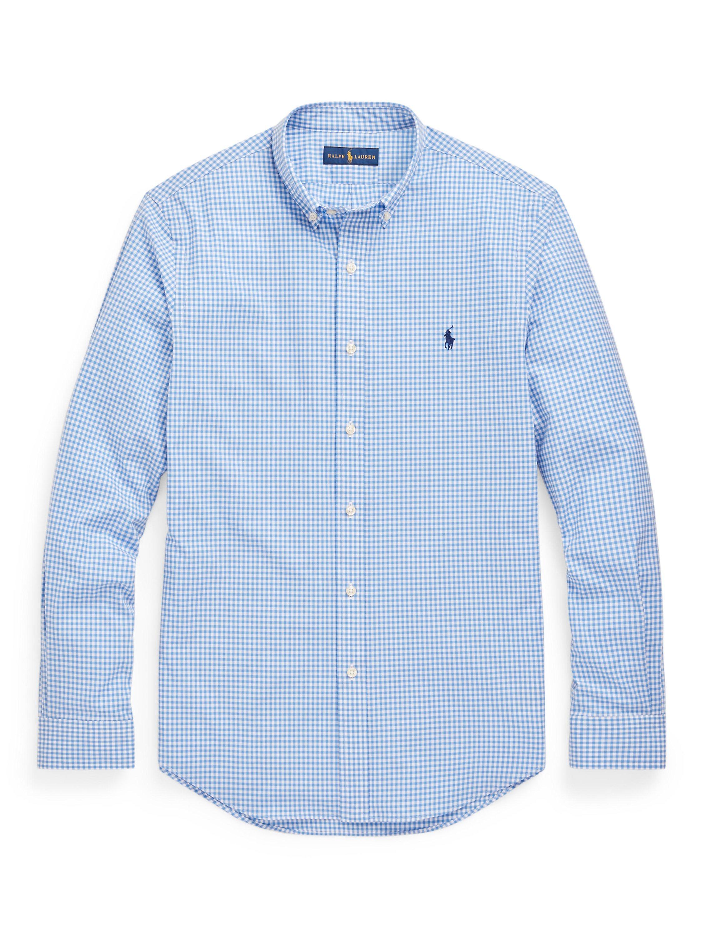Product image 6 of 7, which shows Polo Ralph Lauren Slim Fit Gingham Stretch Poplin Shirt, Blue, S