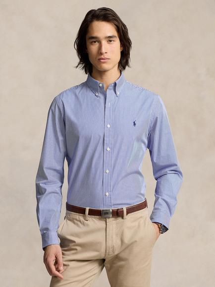 Polo Ralph Lauren Poplin Slim Stripe Shirt, Blue/White, Blue/White