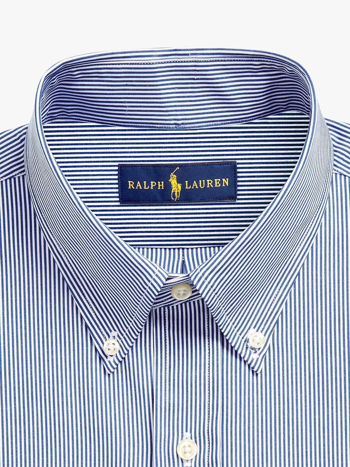 Product image 6 of 7, which shows Polo Ralph Lauren Poplin Slim Stripe Shirt, Blue/White, S