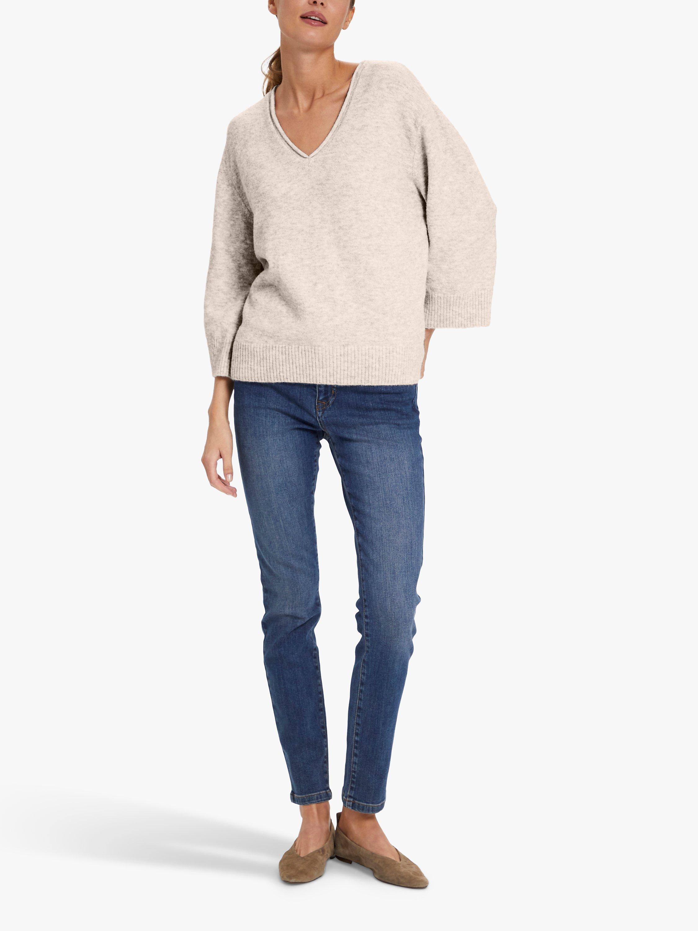 Saint Tropez Koko V-Neck Jumper, Creme Melange