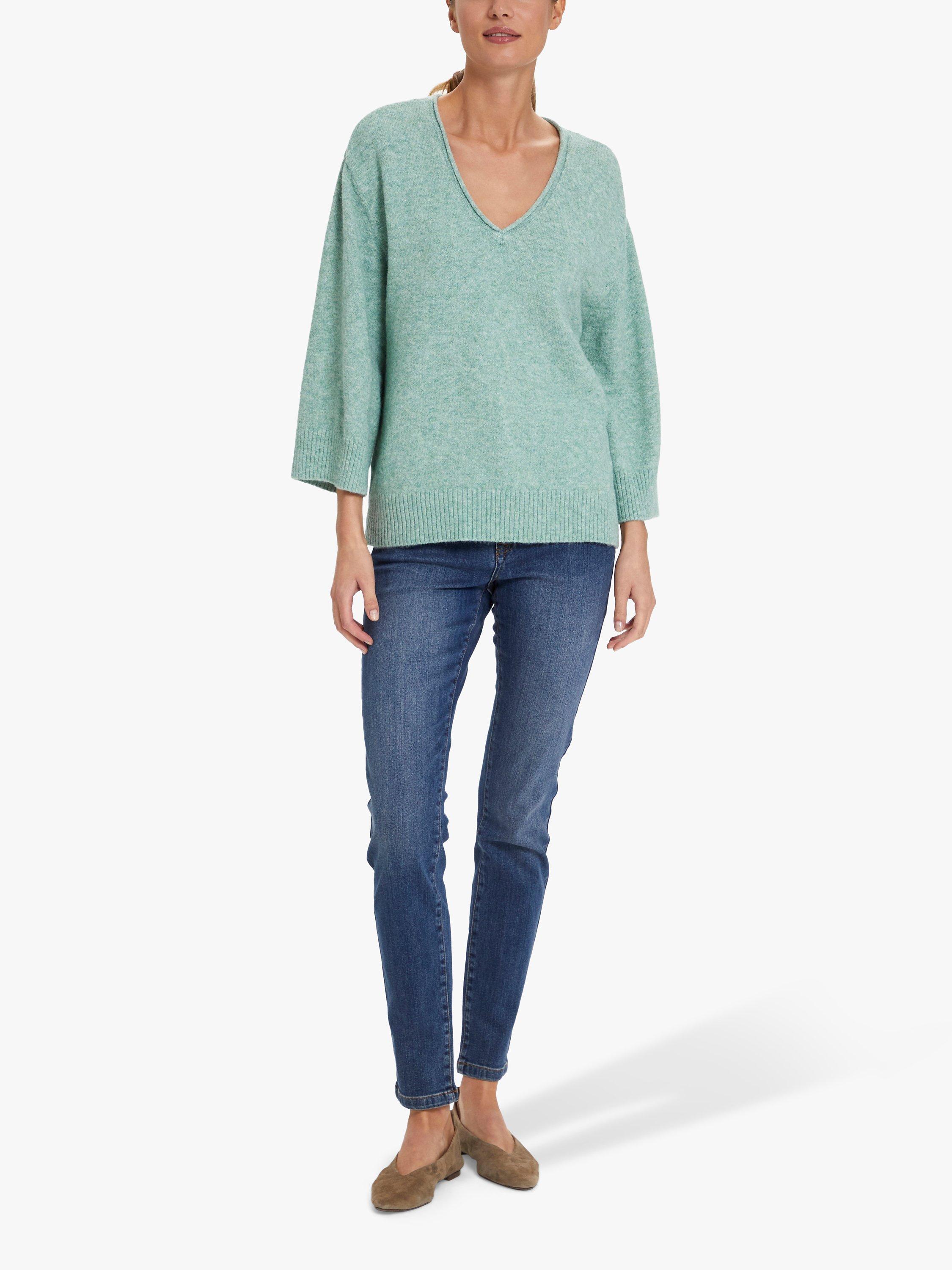 Saint Tropez Koko V-Neck Jumper, Mineral Blue Melange