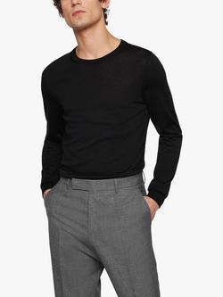 BOSS Leno Plain Wool Jumper, Black