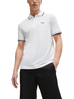 BOSS Paddy Short Sleeve Cotton Polo Shirt, White