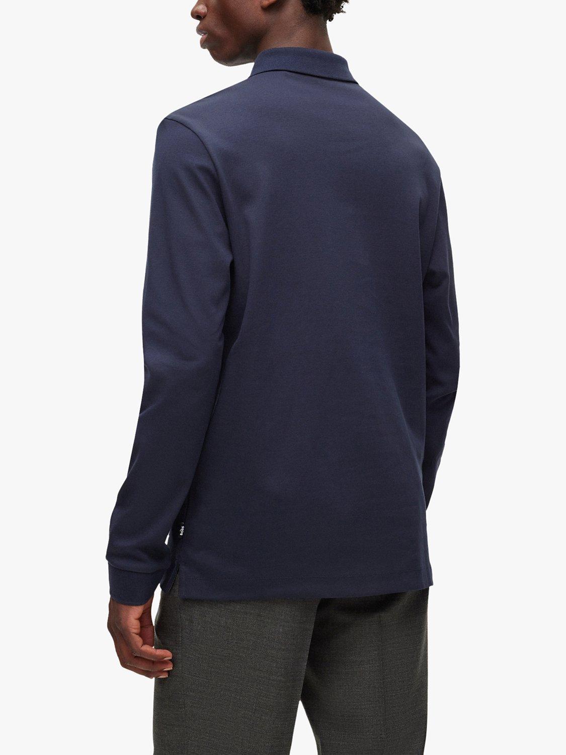Product image 2 of 5, which shows Hugo Boss Pado Long Sleeve Polo Top, Dark Blue, S