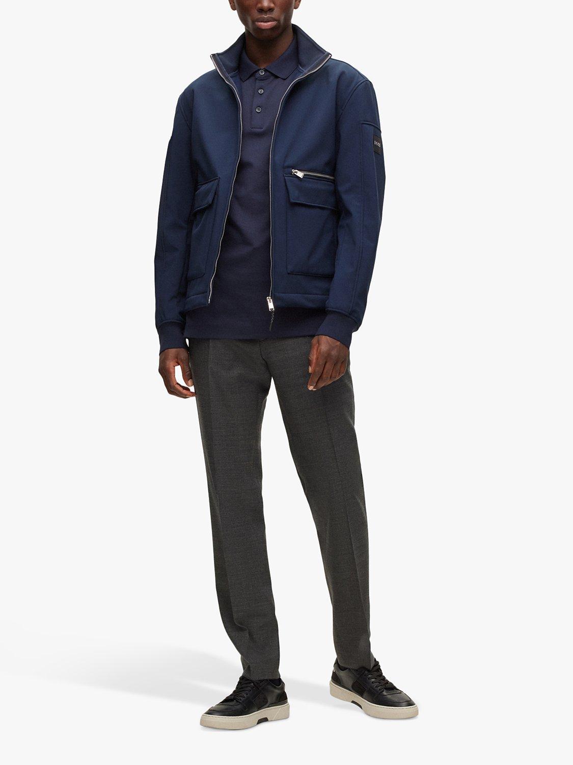 Product image 3 of 5, which shows Hugo Boss Pado Long Sleeve Polo Top, Dark Blue, S
