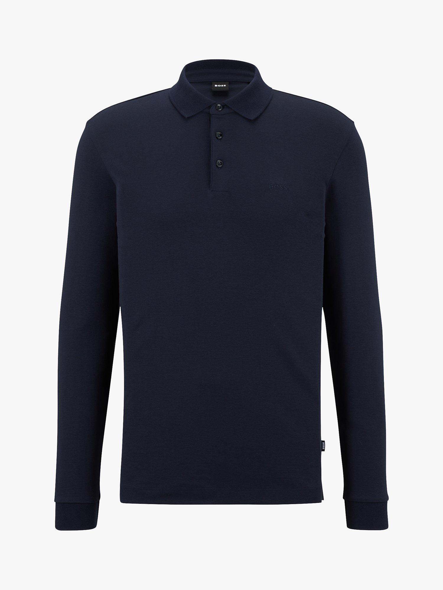 Product image 4 of 5, which shows Hugo Boss Pado Long Sleeve Polo Top, Dark Blue, S