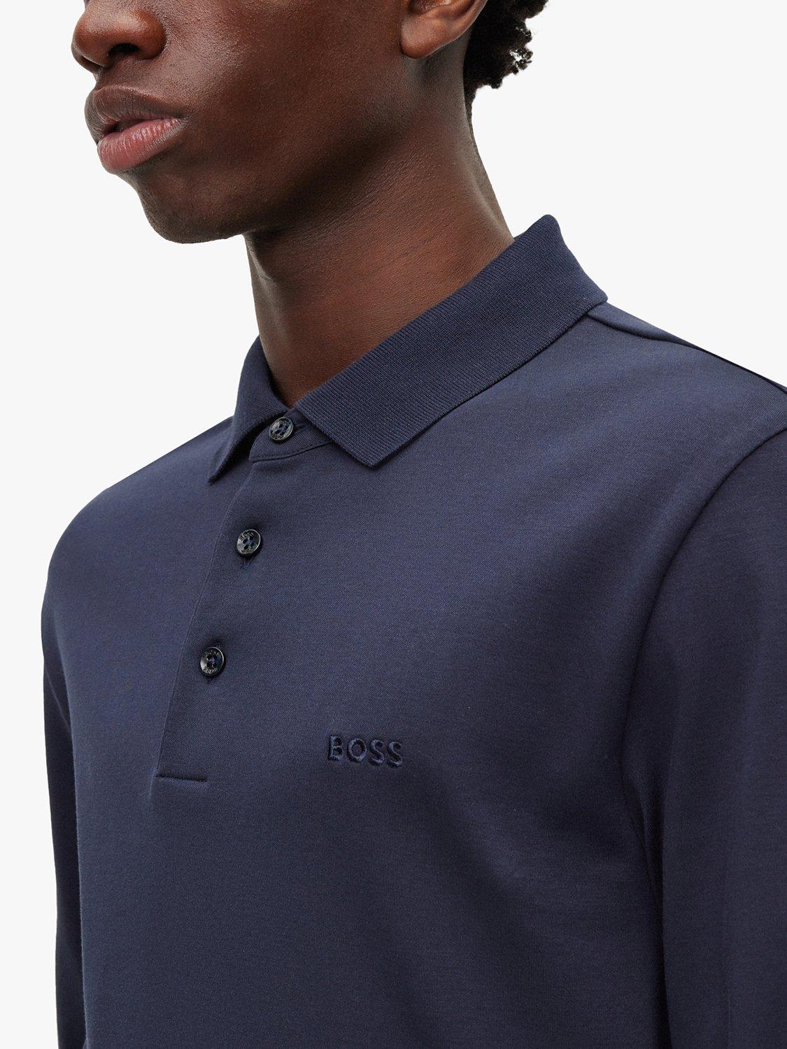 Product image 5 of 5, which shows Hugo Boss Pado Long Sleeve Polo Top, Dark Blue, S