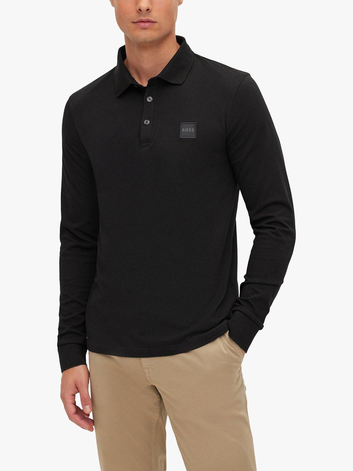 BOSS Passerby Long Sleeve Polo Shirt, Black