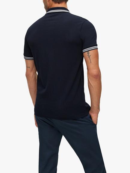 BOSS Paddy Short Sleeve Cotton Polo Shirt - view 2, Dark Blue