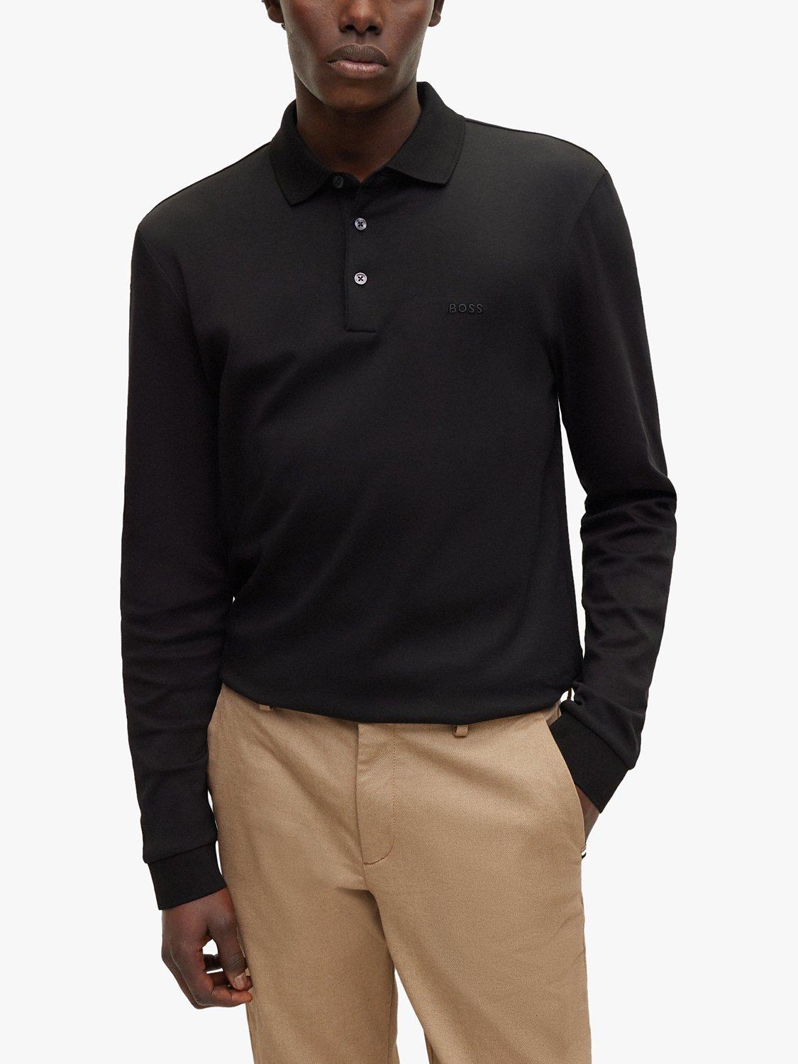 Hugo Boss Pado Long Sleeve Polo Top Black