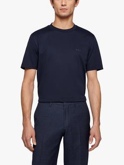 BOSS Regular Fit Cotton T-Shirt, Dark Blue, Dark Blue