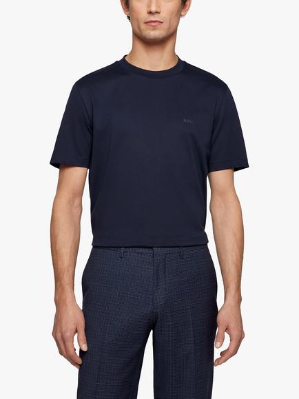 BOSS Regular Fit Cotton T-Shirt, Dark Blue, Dark Blue