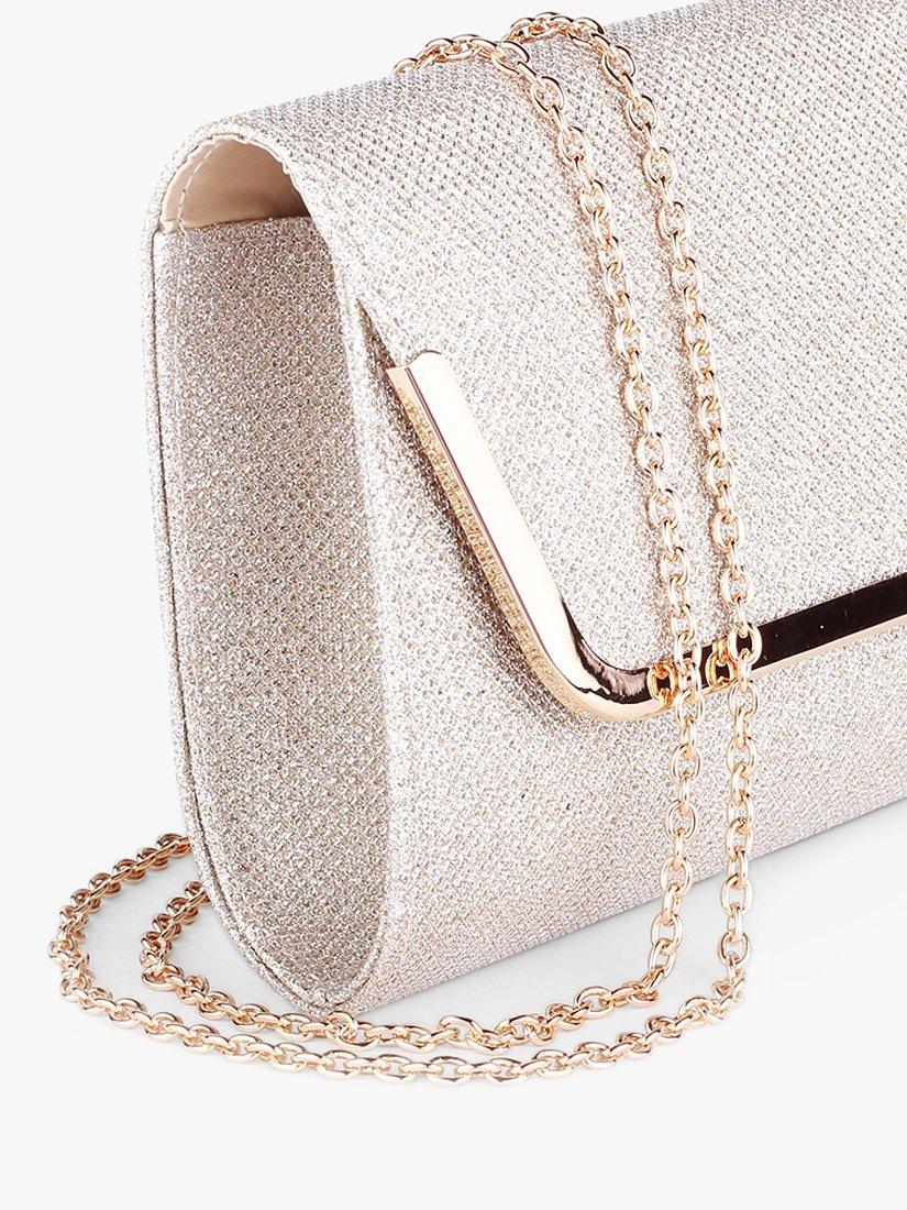 Product image 2 of 3, which shows Paradox London Denise Glitter Mesh Clutch Bag, Champagne