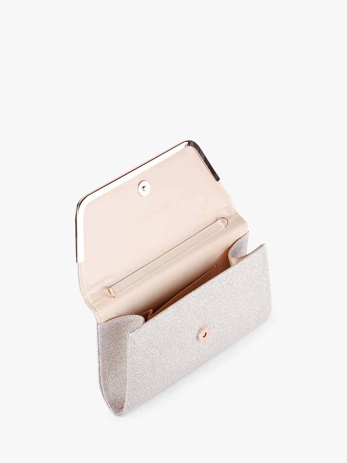 Product image 3 of 3, which shows Paradox London Denise Glitter Mesh Clutch Bag, Champagne