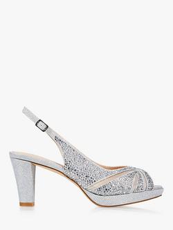 Paradox London Linda Embellished Low Platform Slingback Sandals, Silver