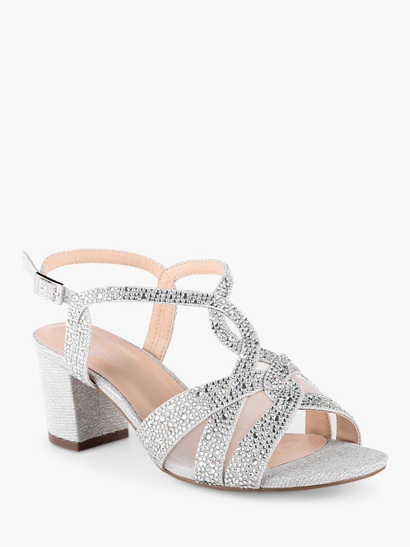 Silver block heel shoes wide fit online