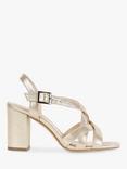 Paradox London Hilde Wide Fit Shimmer Block Heel Sandals, Champagne