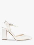 Paradox London Fauna Satin and Lace High Block Heel Shoes, Ivory