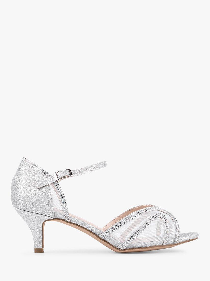 Paradox London Etta Glitter Wide Fit Low Heel Ankle Strap Sandals