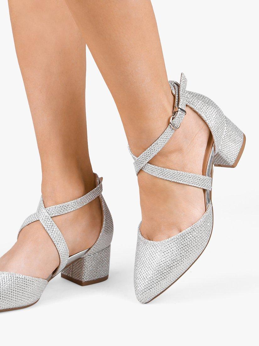 Silver wide heel shoes on sale