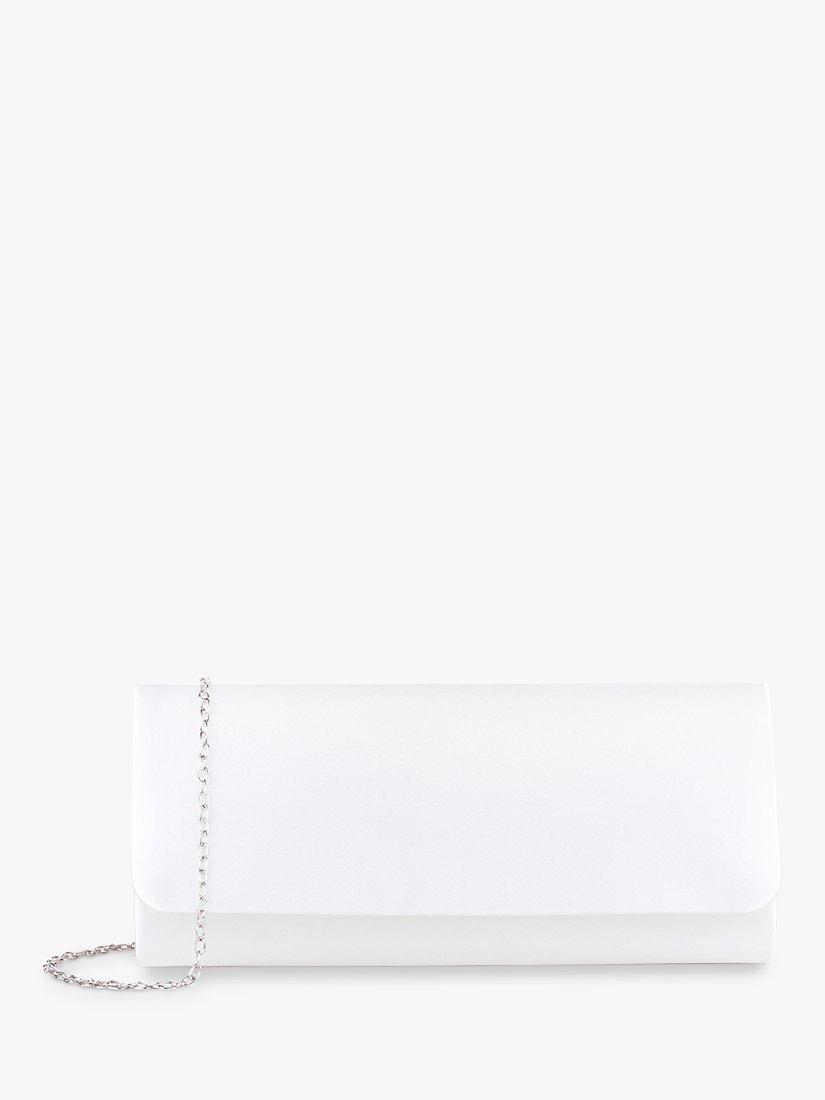 Paradox London Shadow Satin Clutch Bag, Ivory