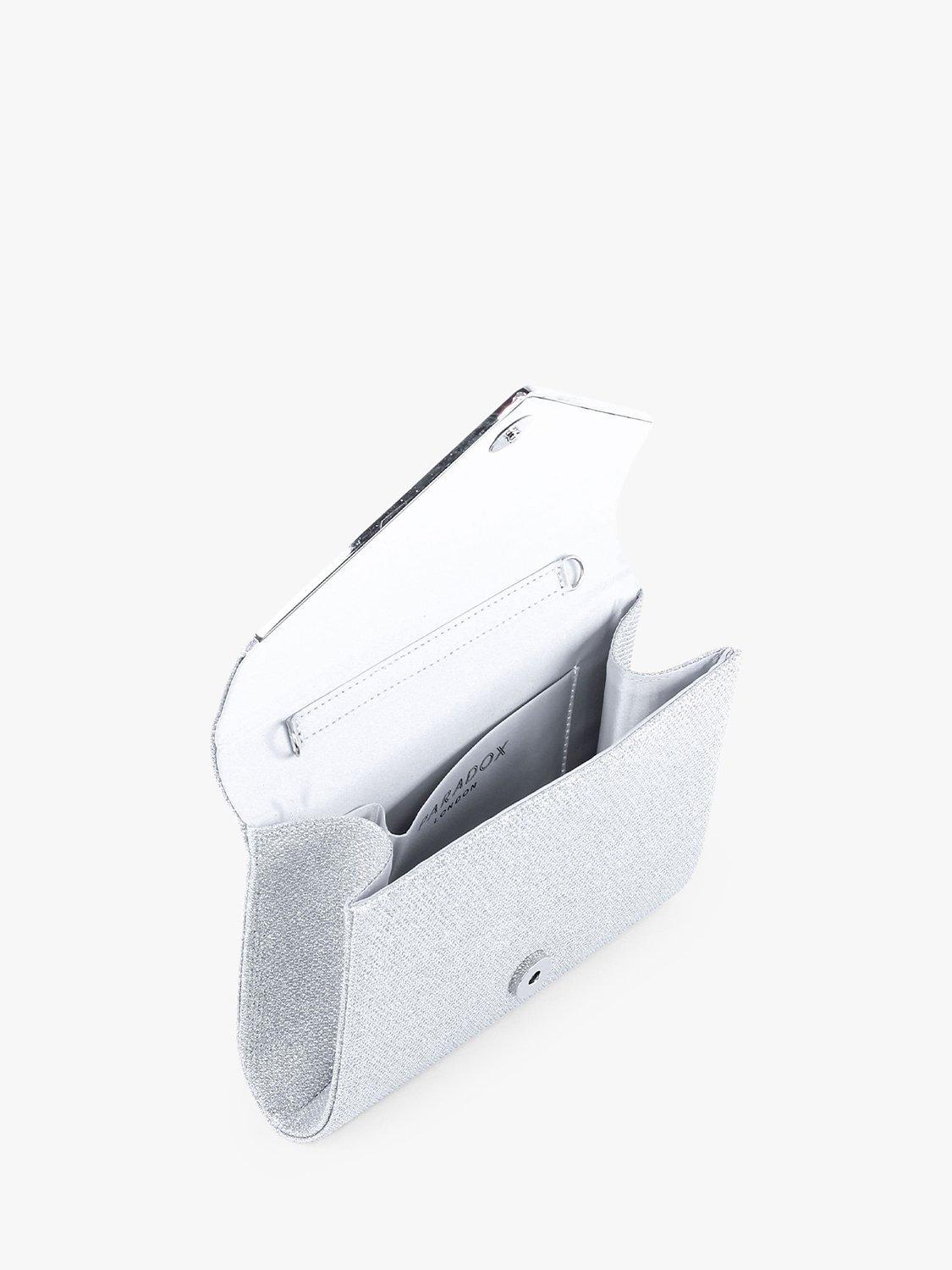 Product image 2 of 2, which shows Paradox London Darcy Glitter Envelope Clutch Bag, Silver, One Size
