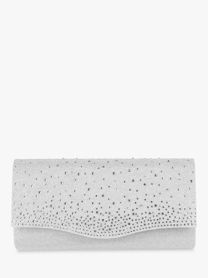 Paradox London Deja Embellished Clutch Bag Silver