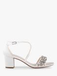 Paradox London Evangeline Satin Low Heel Ankle Strap Sandal, Ivory, Ivory