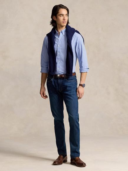 Polo Ralph Lauren Custom Fit Checked Stretch Poplin Shirt, Blue - view 2, Blue
