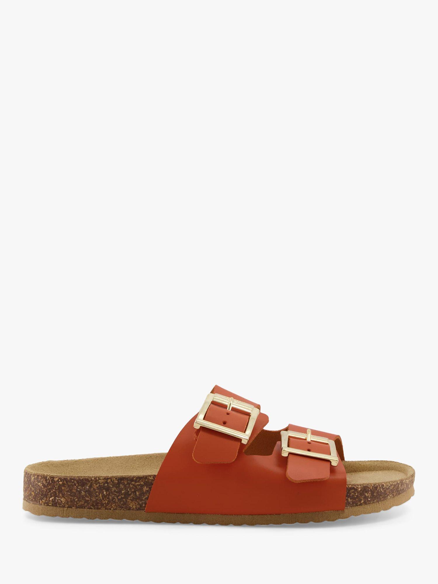 Dune Lexington Leather Slip On Sandals, Orange