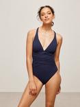 John Lewis Popcorn Apex Wrap Swimsuit, Navy