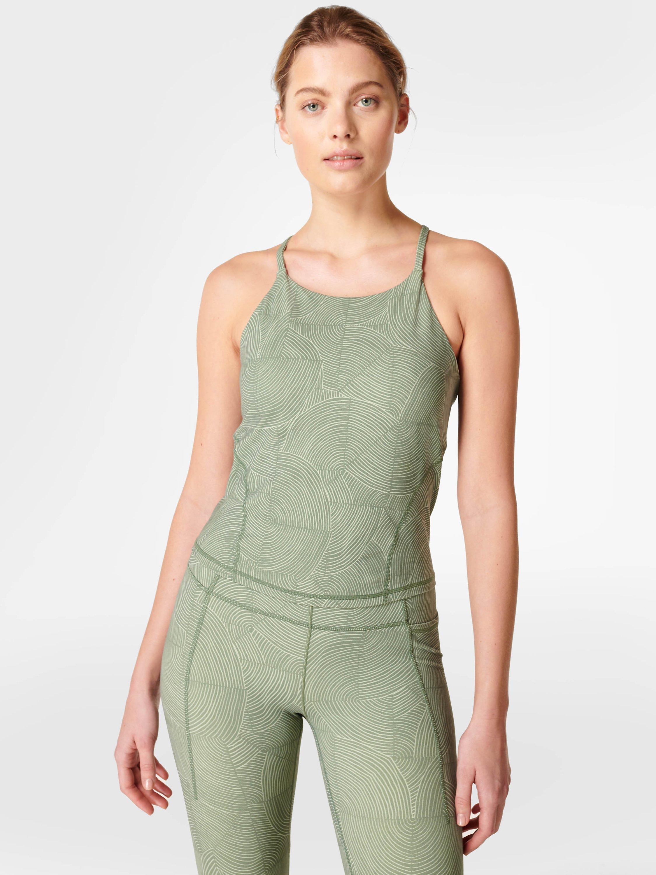 Sweaty Betty Super Soft Yoga Vest, Green Trail Print