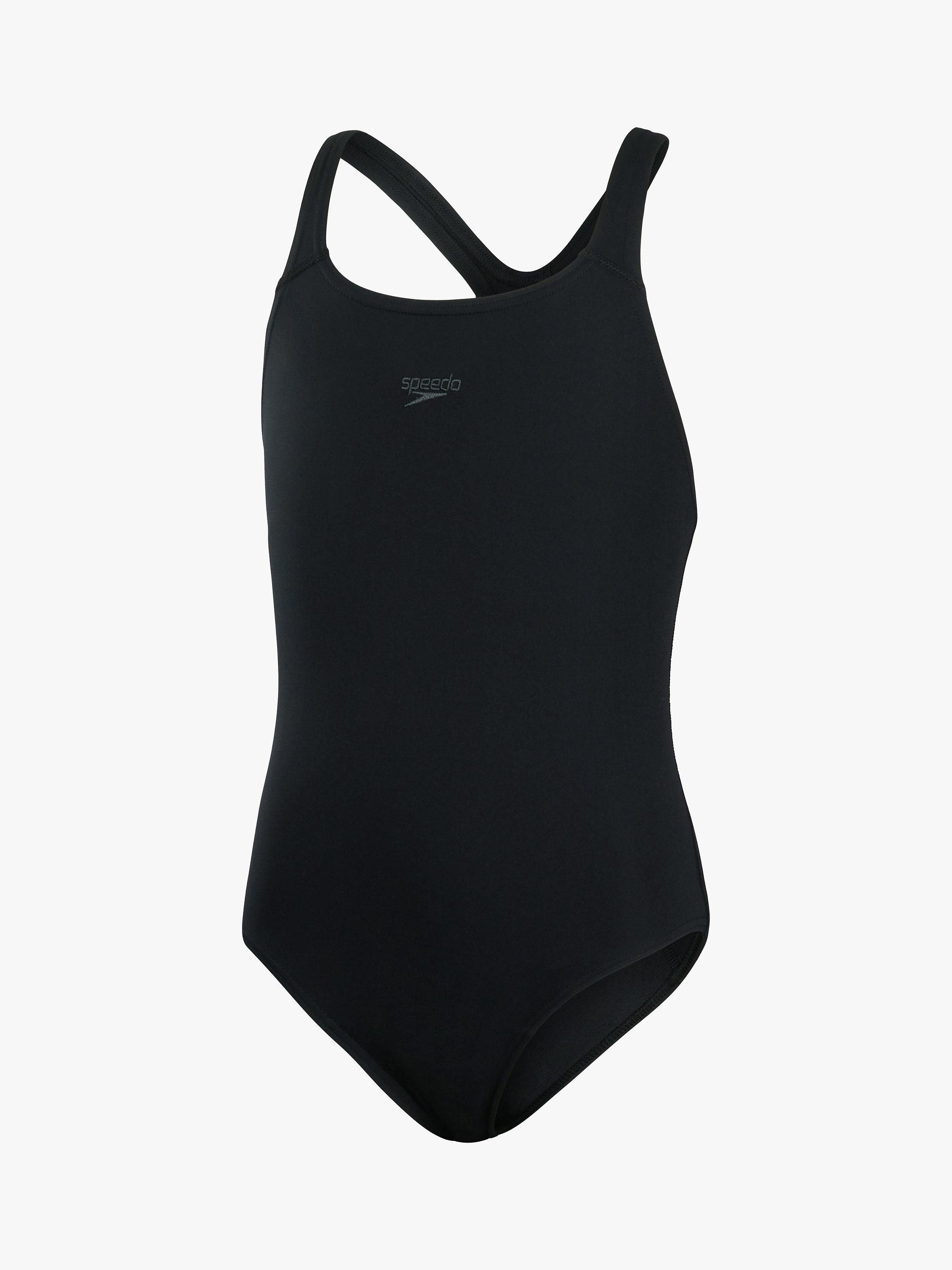 Speedo Kids' Essential End Medalist Swimsuit, Black, 5-6 years