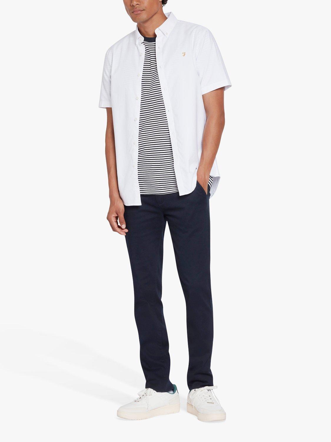 Product image 3 of 4, which shows Farah Brewer Slim Fit Short Sleeve Organic Cotton Oxford Shirt, White, XXL