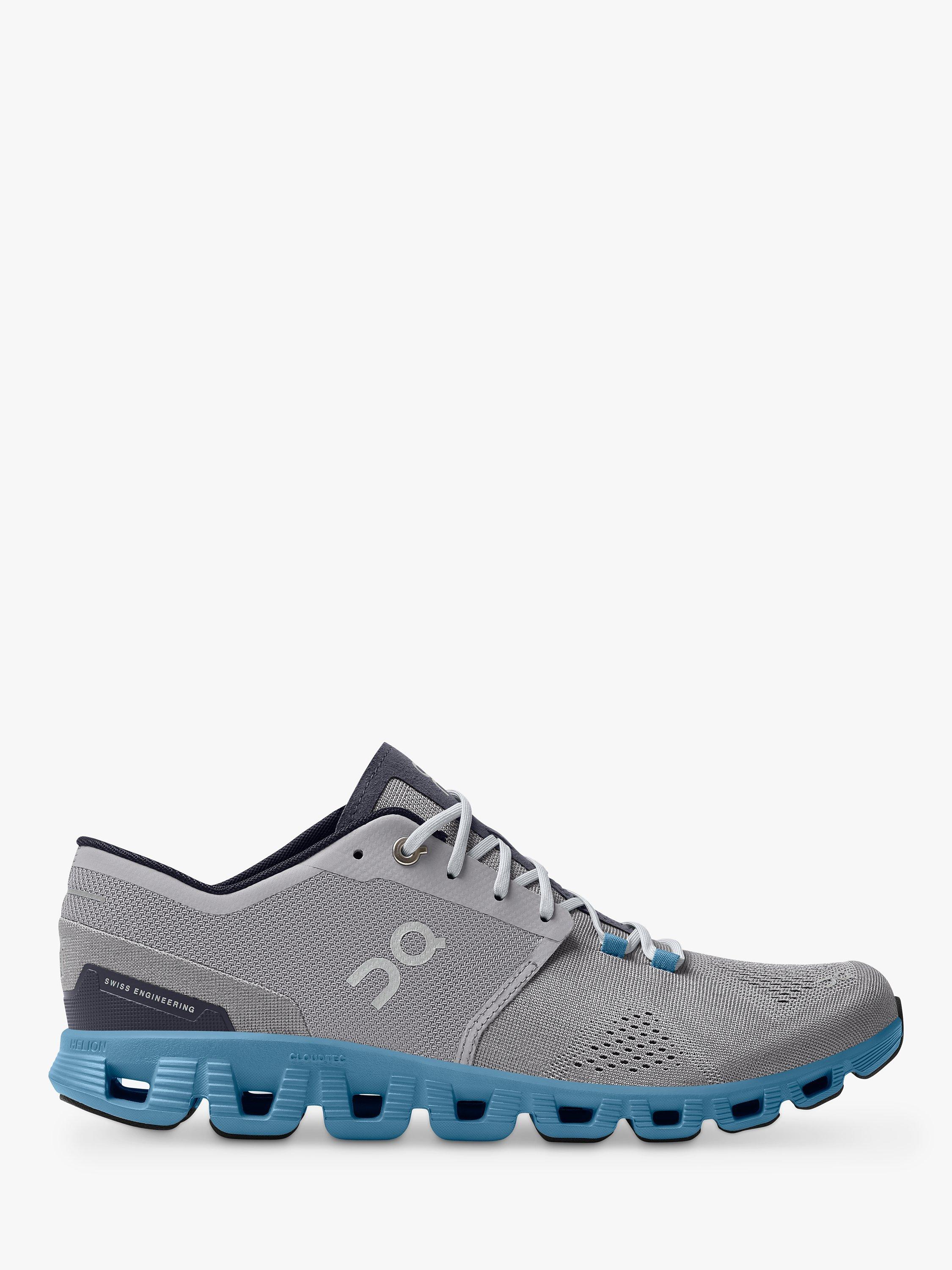 On Cloud X Men's Cross Trainers, Alloy/Niagara, 9