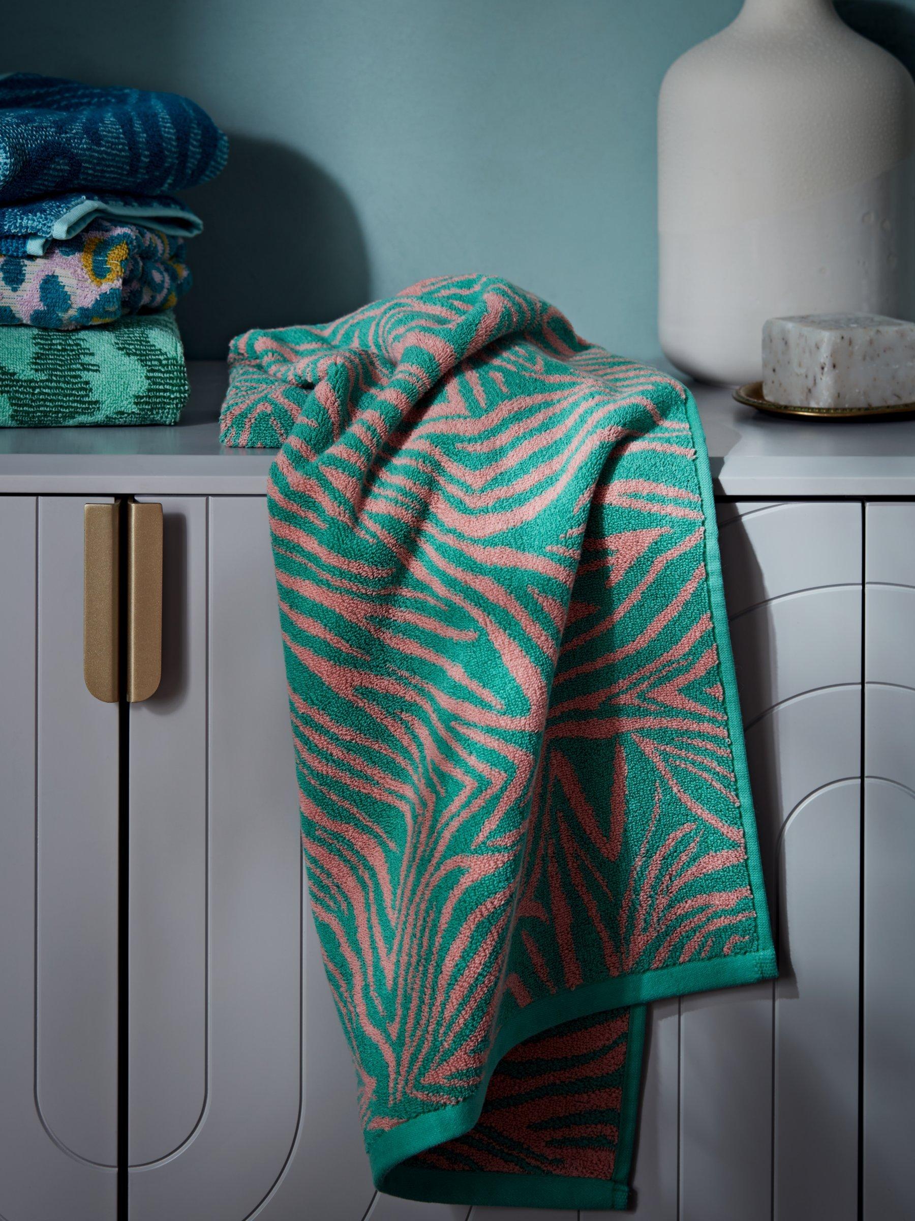 John Lewis Matthew Williamson Zebra Towels Pink Green