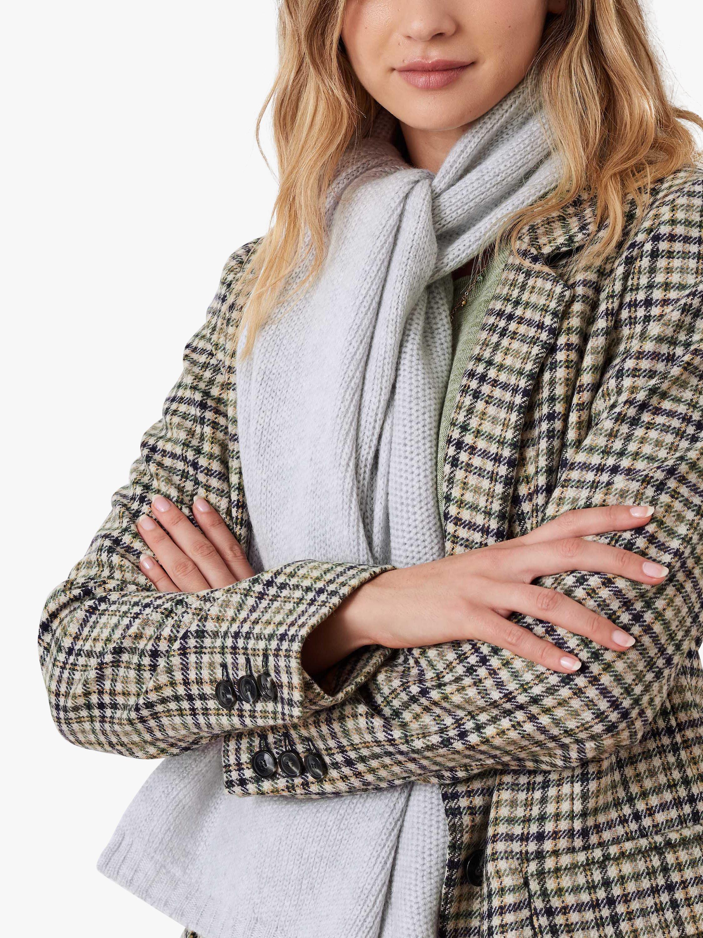 Brora Cashmere Knitted Scarf, Pearl