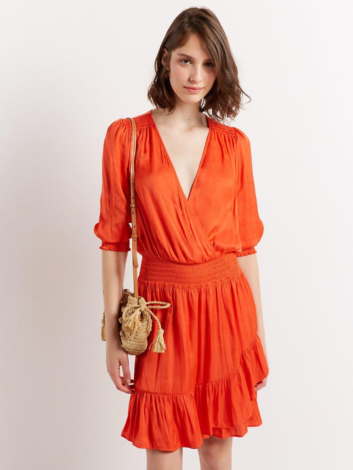 Gerard Darel Joris Ruffle Trim Satin Dress