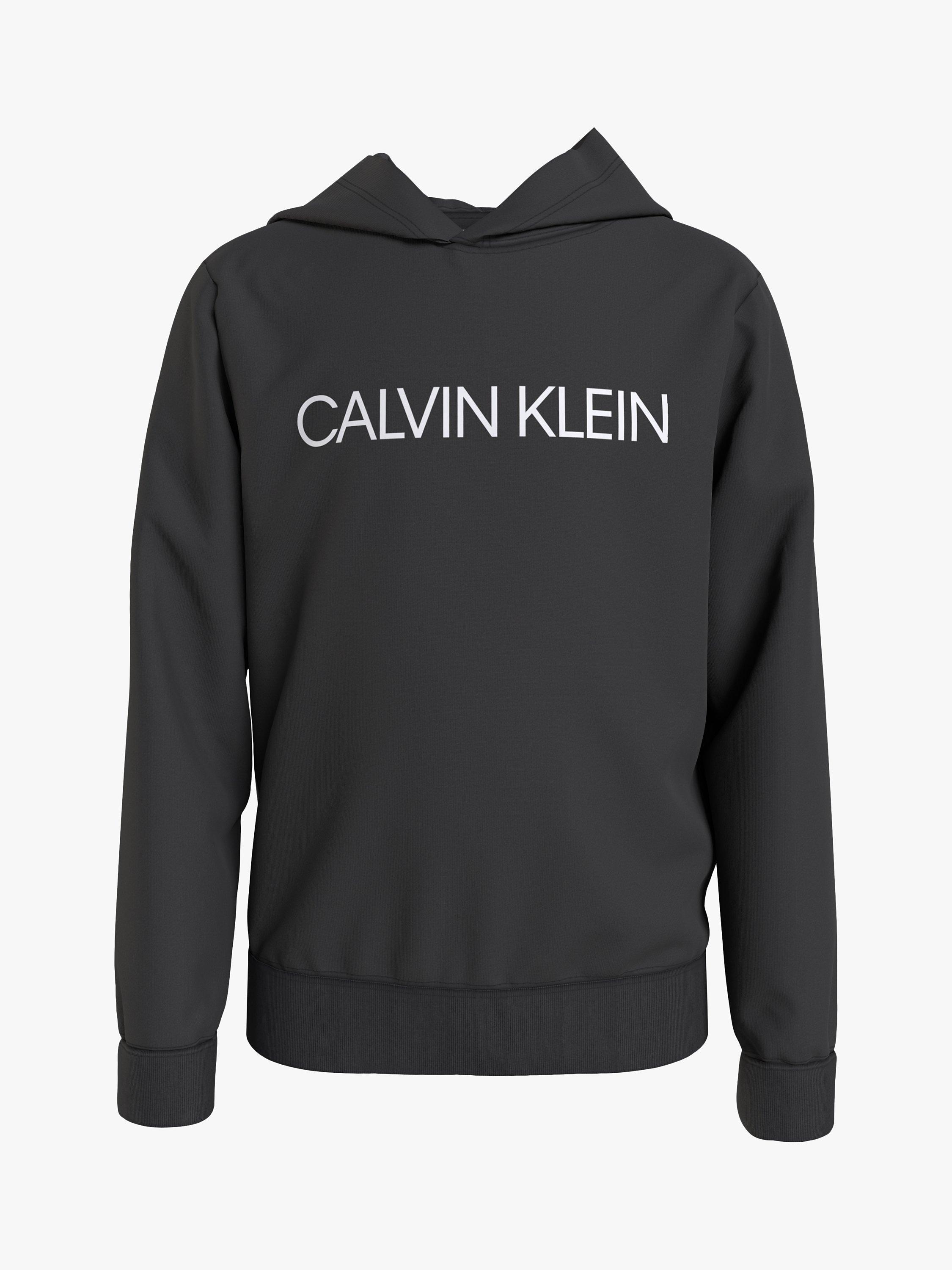 Calvin Klein Kids' Institutional Logo Cotton Hoodie, CK Black