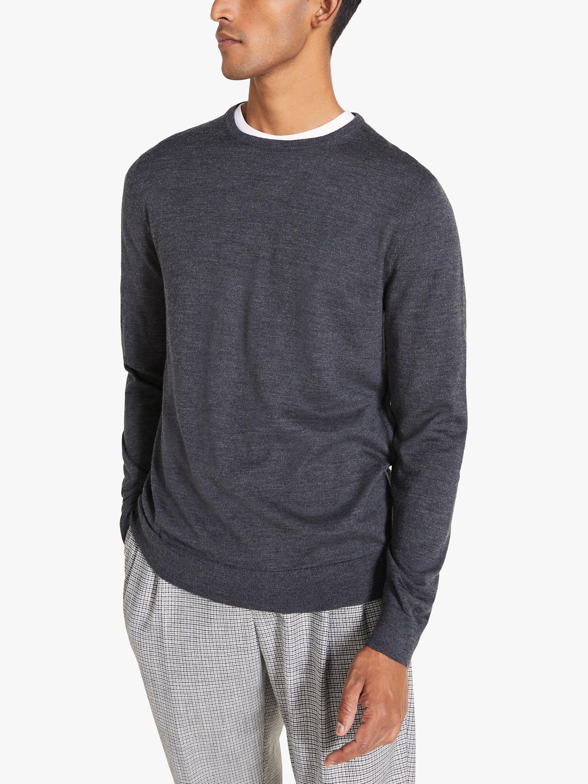 Moss Merino Blend Crew Neck Jumper, Charcoal