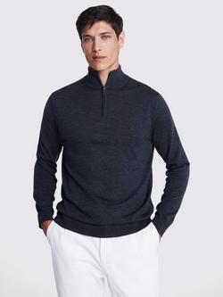 Moss Merino Zip-Neck Jumper, Charcoal