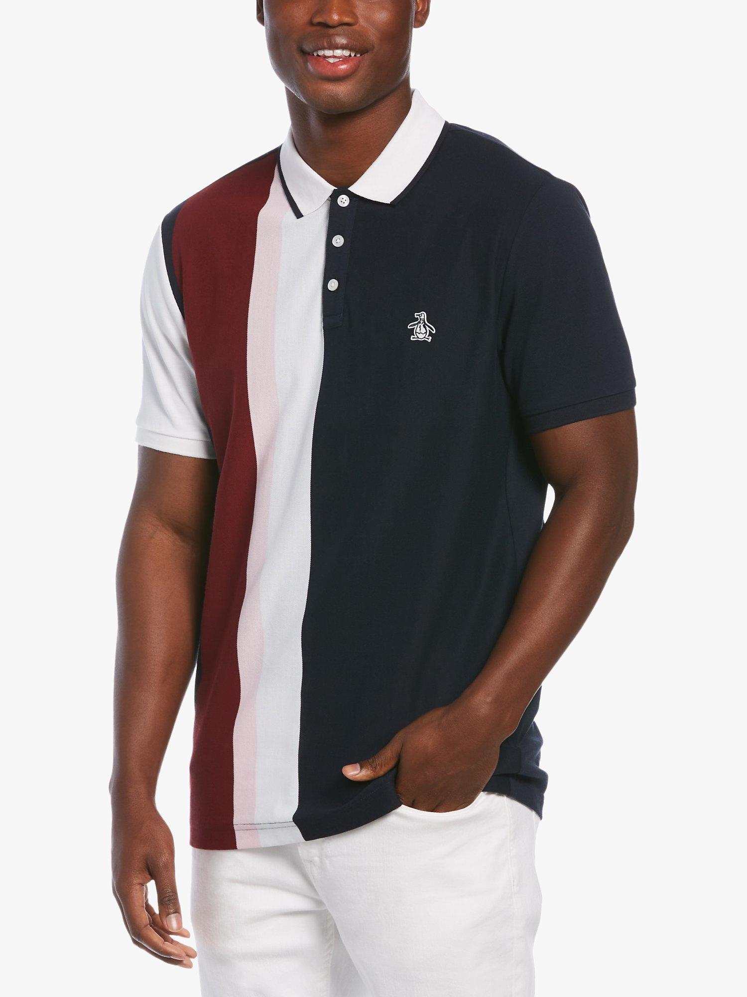 Original Penguin Vertical Stripe Short Sleeve Polo Shirt, 413 Dark Sapphire