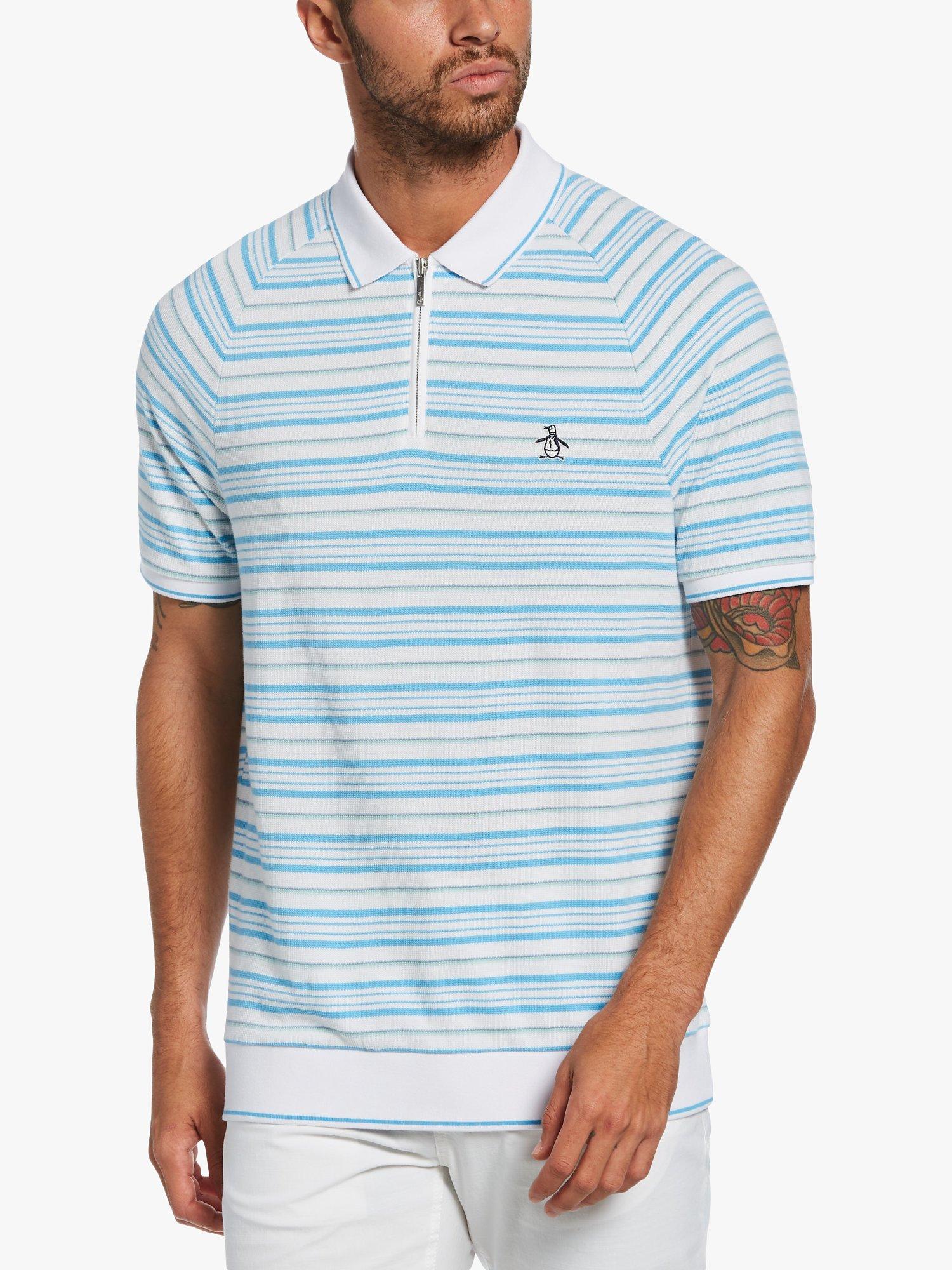 Original Penguin Raglan Stripe Zip Collar Polo Shirt