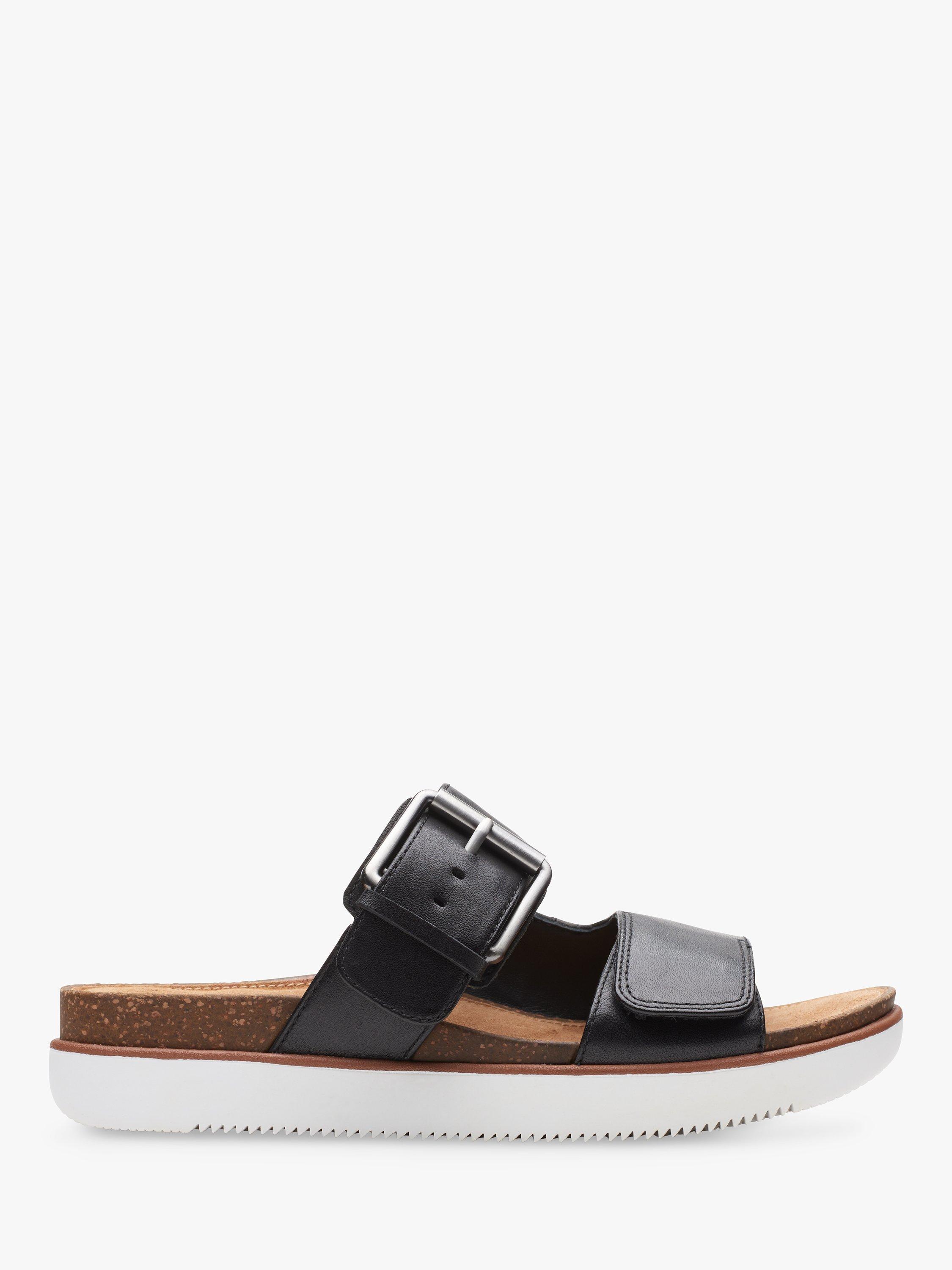 Clarks Elayne Ease Leather Sandals, Black